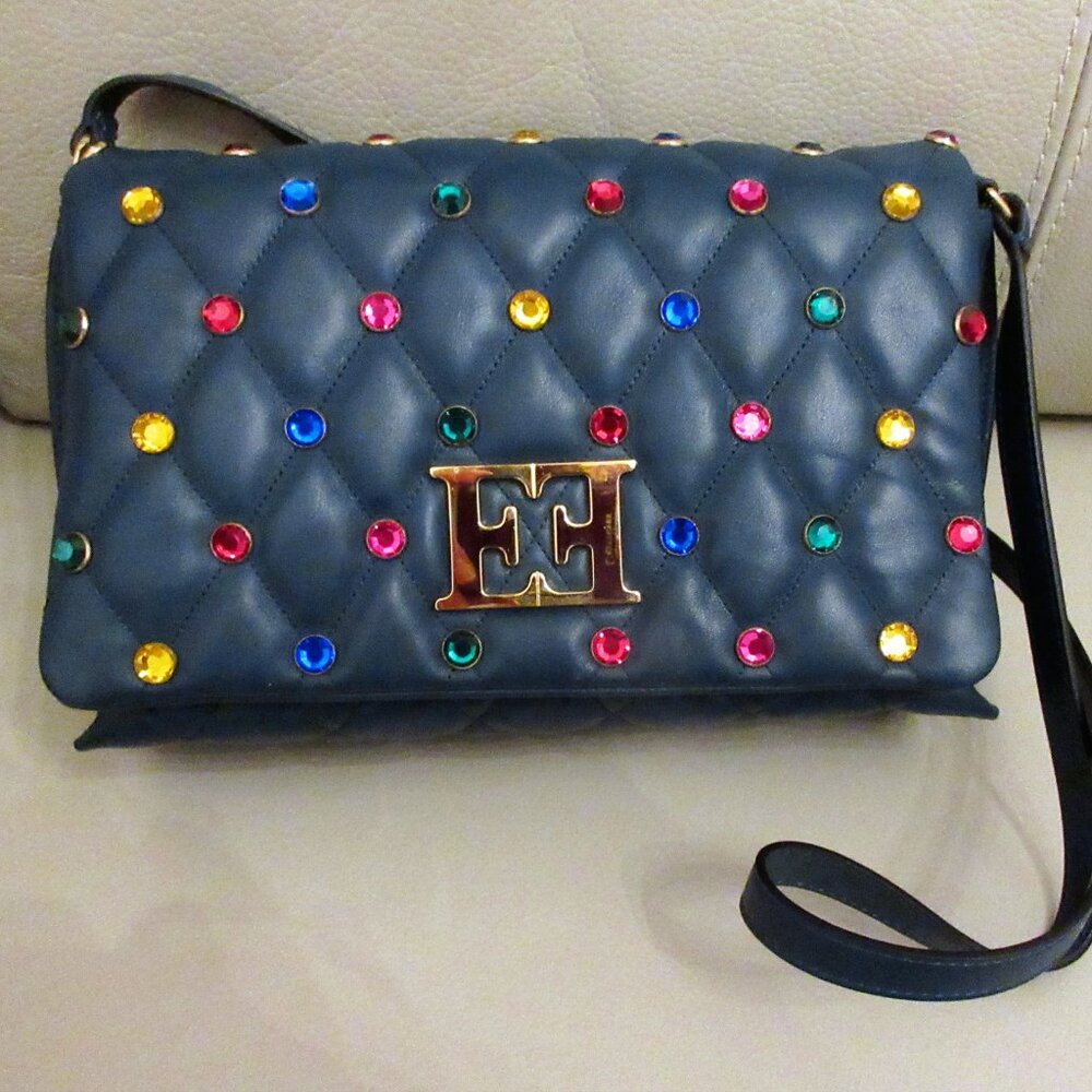 Escada Leather puffy bag with crystals